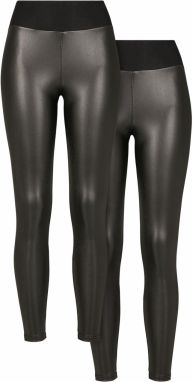 Women's High Waisted Faux Leather Leggings, Pack of 2 Black+Black