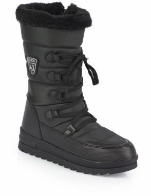 Capone Outfitters Trak Sole Women's Snow Boots with Side Zippered Collar Furry Laced Parachute Fabric