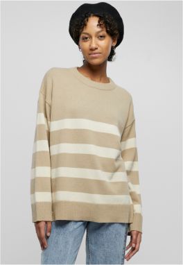 Women's striped knitted sweater - beige