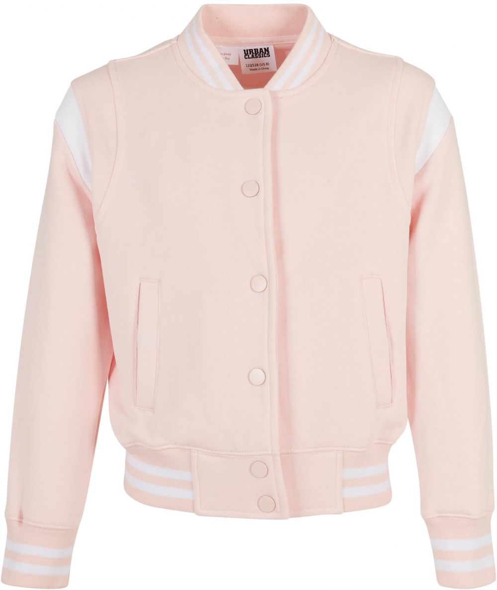 Inset College Sweat Jacket Pink/White Girls' Sweatshirt