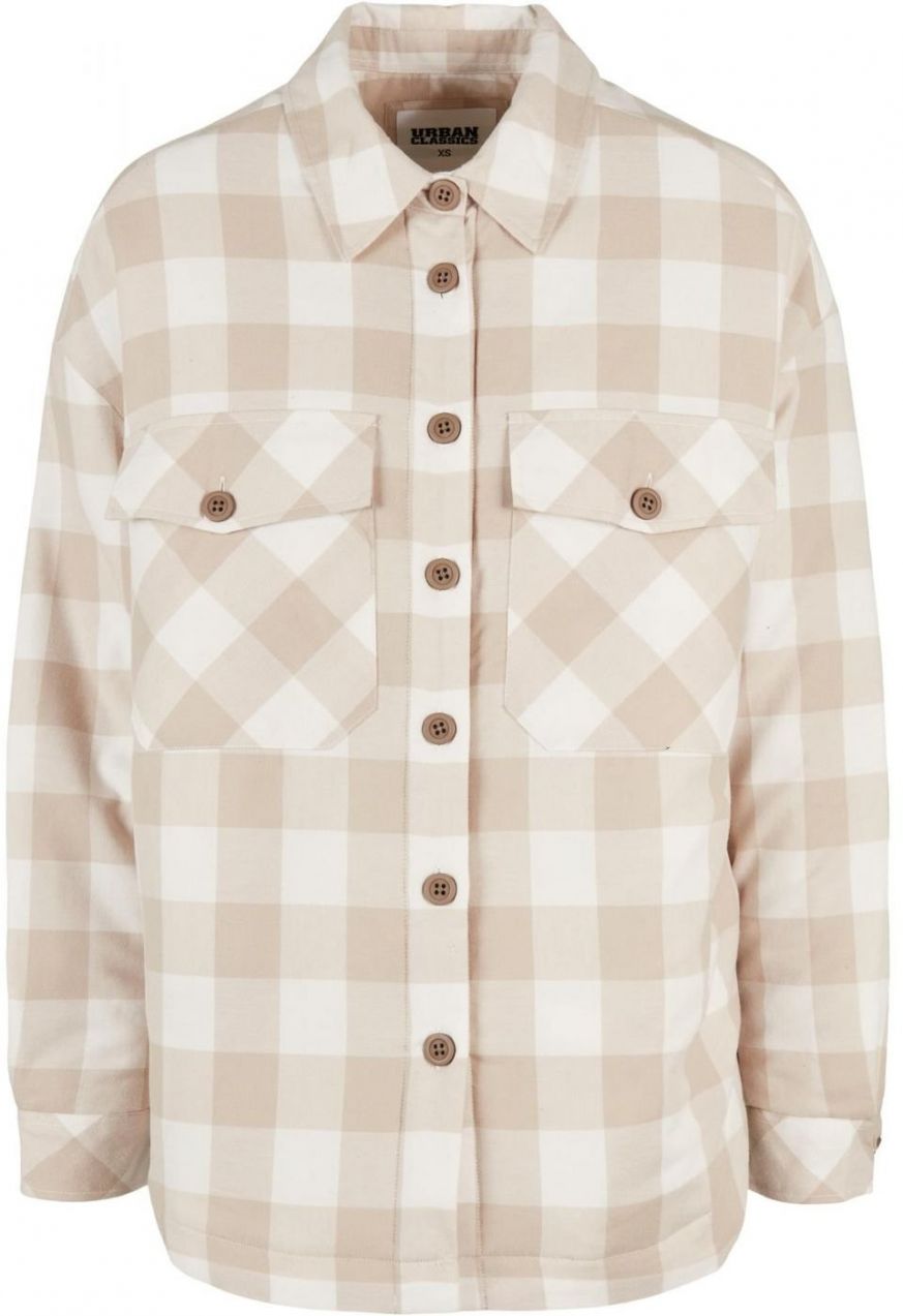 Women's flannel padded overshirt whitesand/lighttaupe