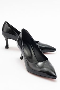 Dámske lodičky LuviShoes PEDRA z čiernej lakovanej kože s podpätkom