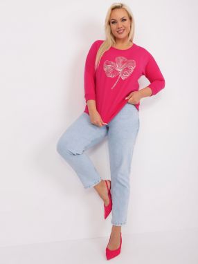 Fuchsia women's plus blouse with 3/4 sleeves