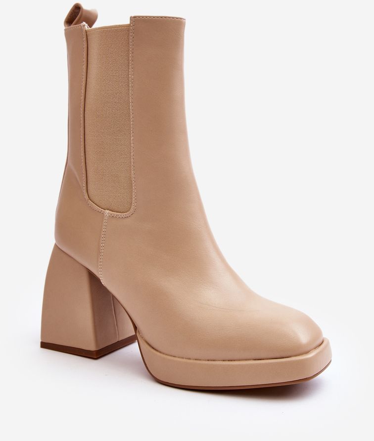 Beige Women's Platform Boots High Heel Stelares