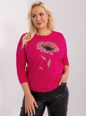 Plus size cotton fuchsia blouse with print