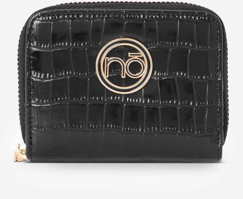 Women's Wallet Natural Leather Animal Pattern Small Nobo Black