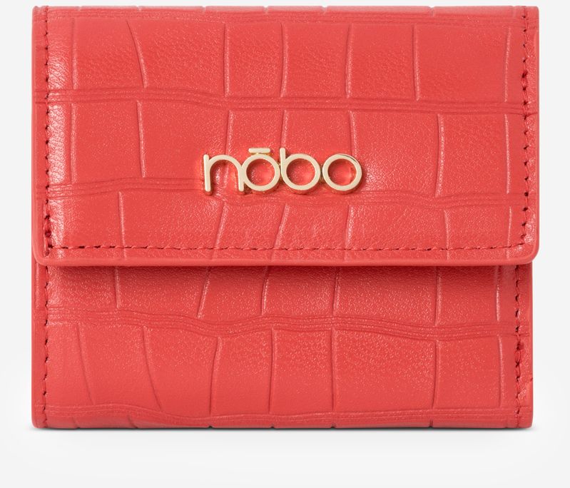 Nobo Women's Small Animal Pattern Natural Leather Wallet Red