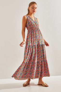 Bianco Lucci Women's Double Breasted Collar Floral Patterned Dress