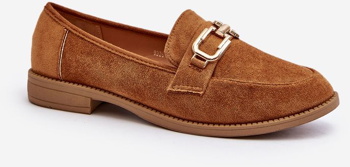Suede women's loafers with flat heels Camel Misal