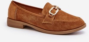 Suede women's loafers with flat heels Camel Misal
