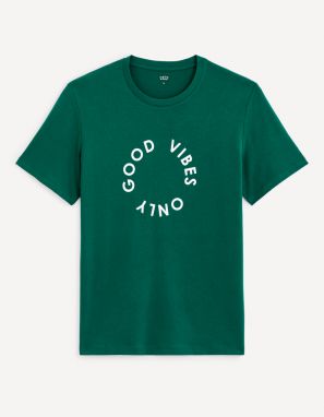 Tmavozelené pánske tricko Celio Gecircu