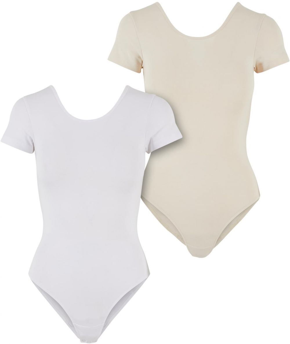Women's Organic Stretch Jersey Body - 2-Pack White+Beige