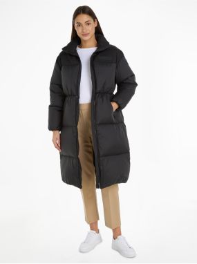 Čierny dámsky prešívaný kabát Tommy Hilfiger New York Puffer Maxi