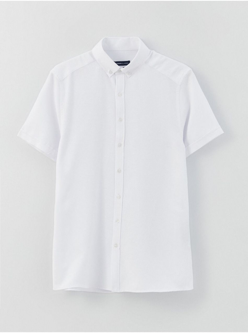 Pánska košeľa LC Waikiki s krátkym rukávom a slim fit strihom z tkaniny Dobby