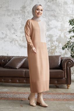 InStyle Amelya sveter vzorované sveter šaty - ťava
