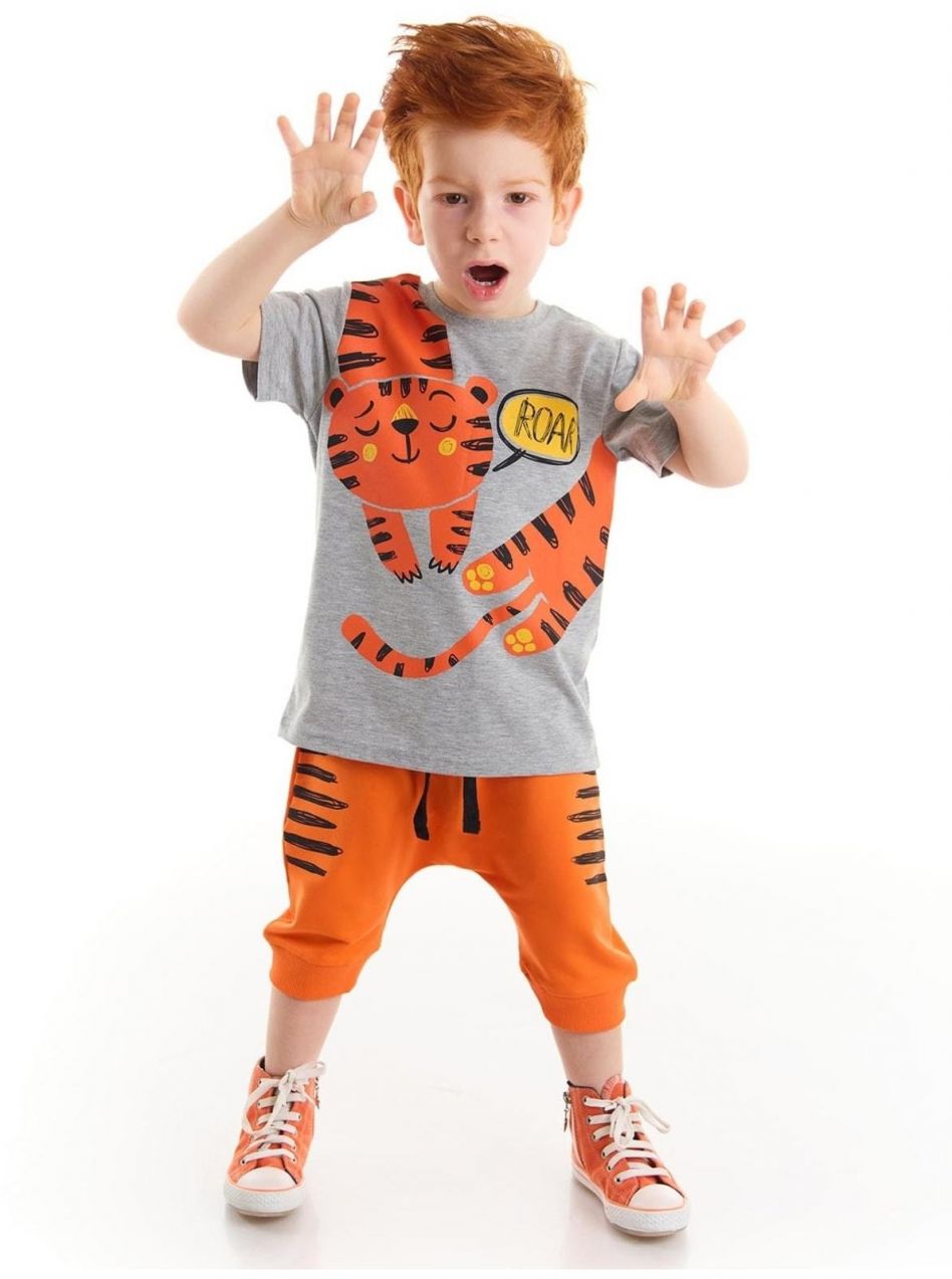 Súprava trička a krátkych nohavíc Denokids Roar Tiger pre chlapcov