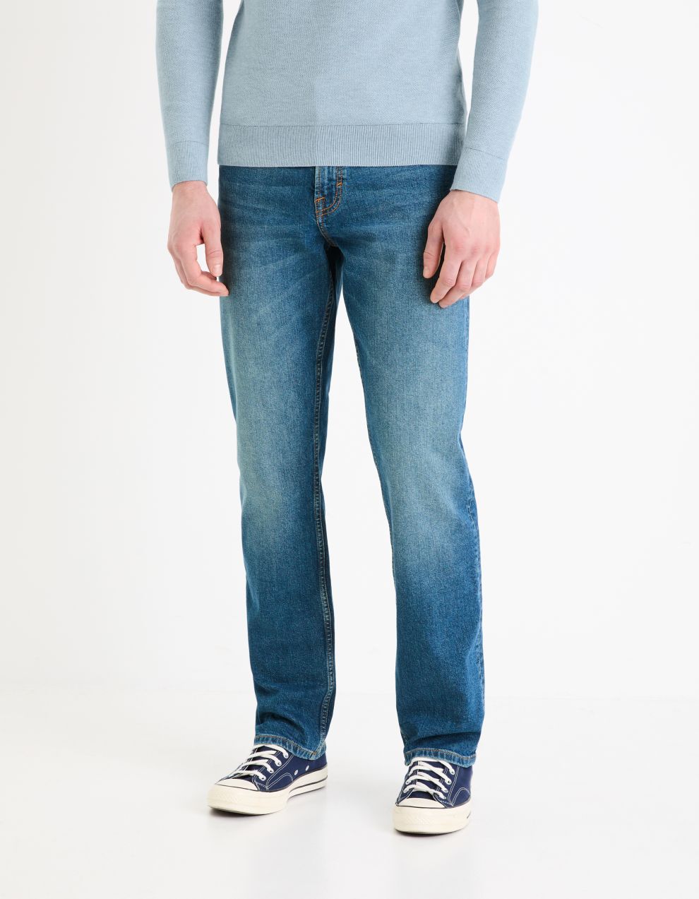 Modré pánske straight fit džínsy Celio C5