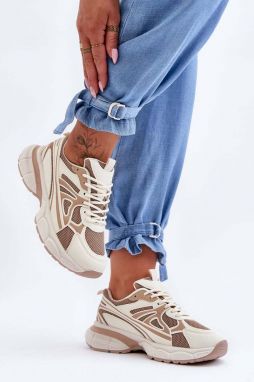 Women's sports lace-up shoes Beige Emare