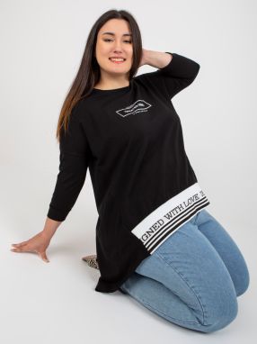 Black tunic plus size with slogan print