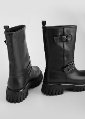 Marjin Women's Belt Detailed Daily Boots Zion Black