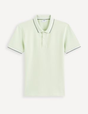 Mentolové pánske basic polo tričko Celio Decolrayeb