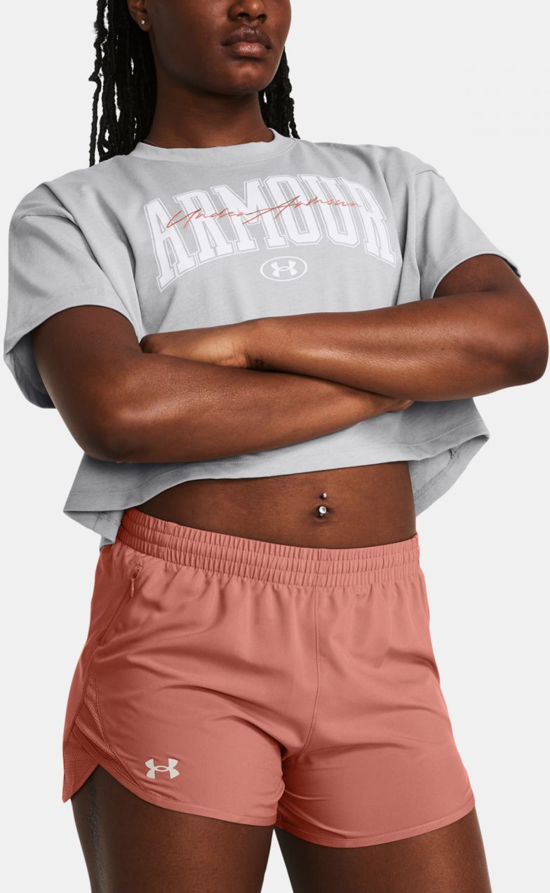 Svetlosivé tričko Under Armour UA HW SCRIPTED WM CROP SS