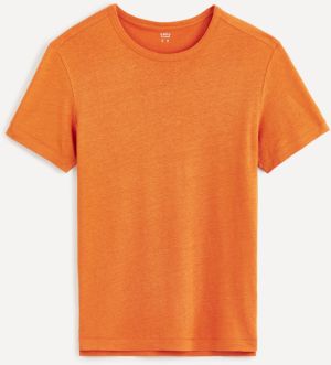 Oranžové pánske ľanové tričko Celio Delinja