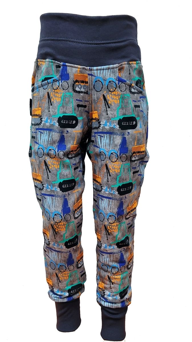 Boys' sweatpants MIK - grey construction machinery