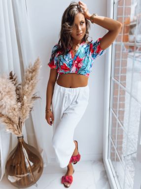 Patterned women's top FLOWER BOOM turquoise Dstreet