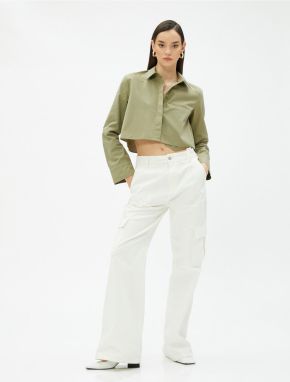 Koton dlhý rukáv vreckový detailný crop top