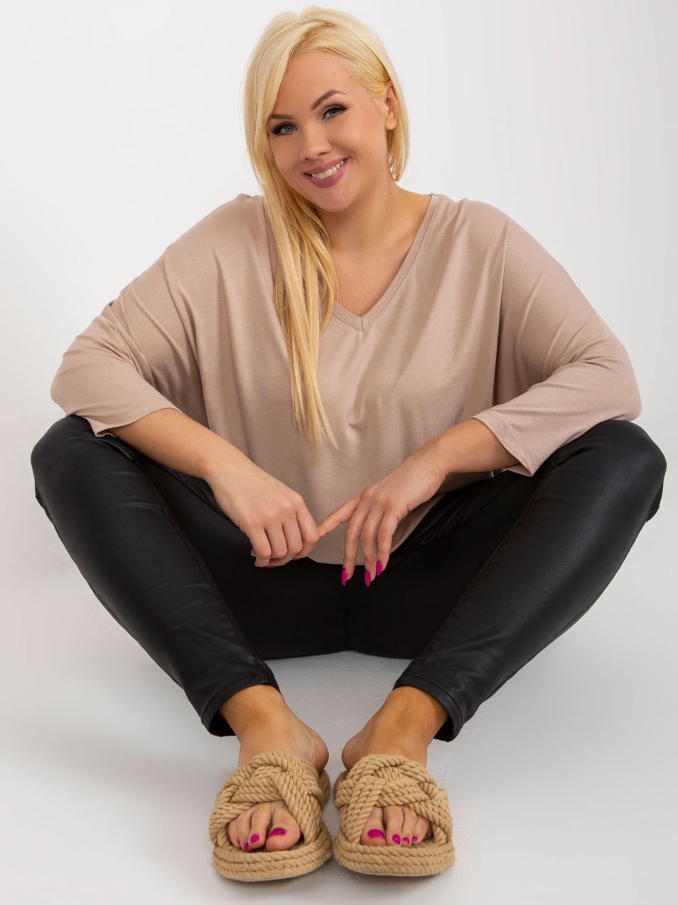 Basic beige blouse plus size