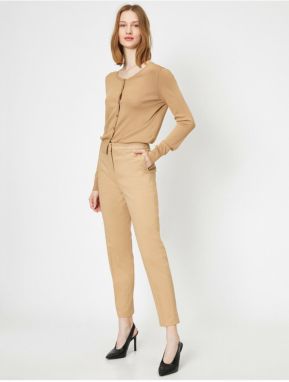 Dámske krémové nohavice Koton Slim Fit