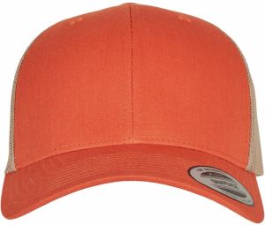 Retro Trucker Cap - Orange/Khaki