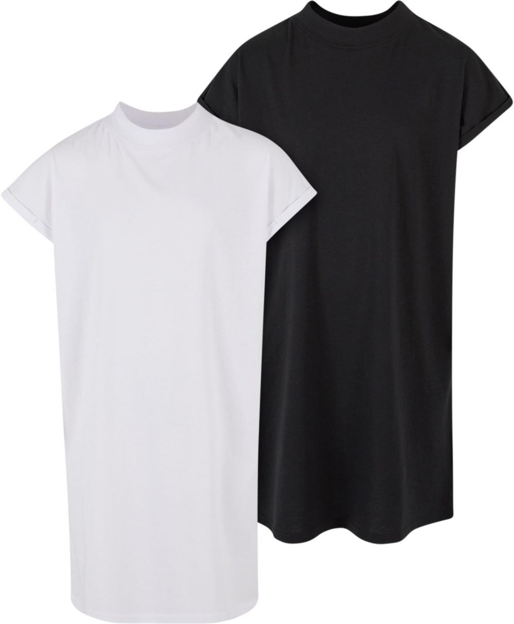 Turtle Extended Shoulder Dress for Girls - Black+White