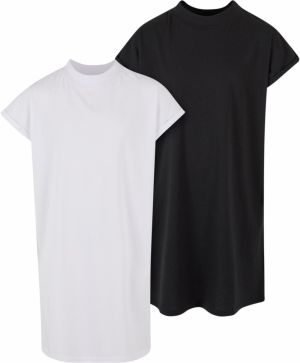 Turtle Extended Shoulder Dress for Girls - Black+White