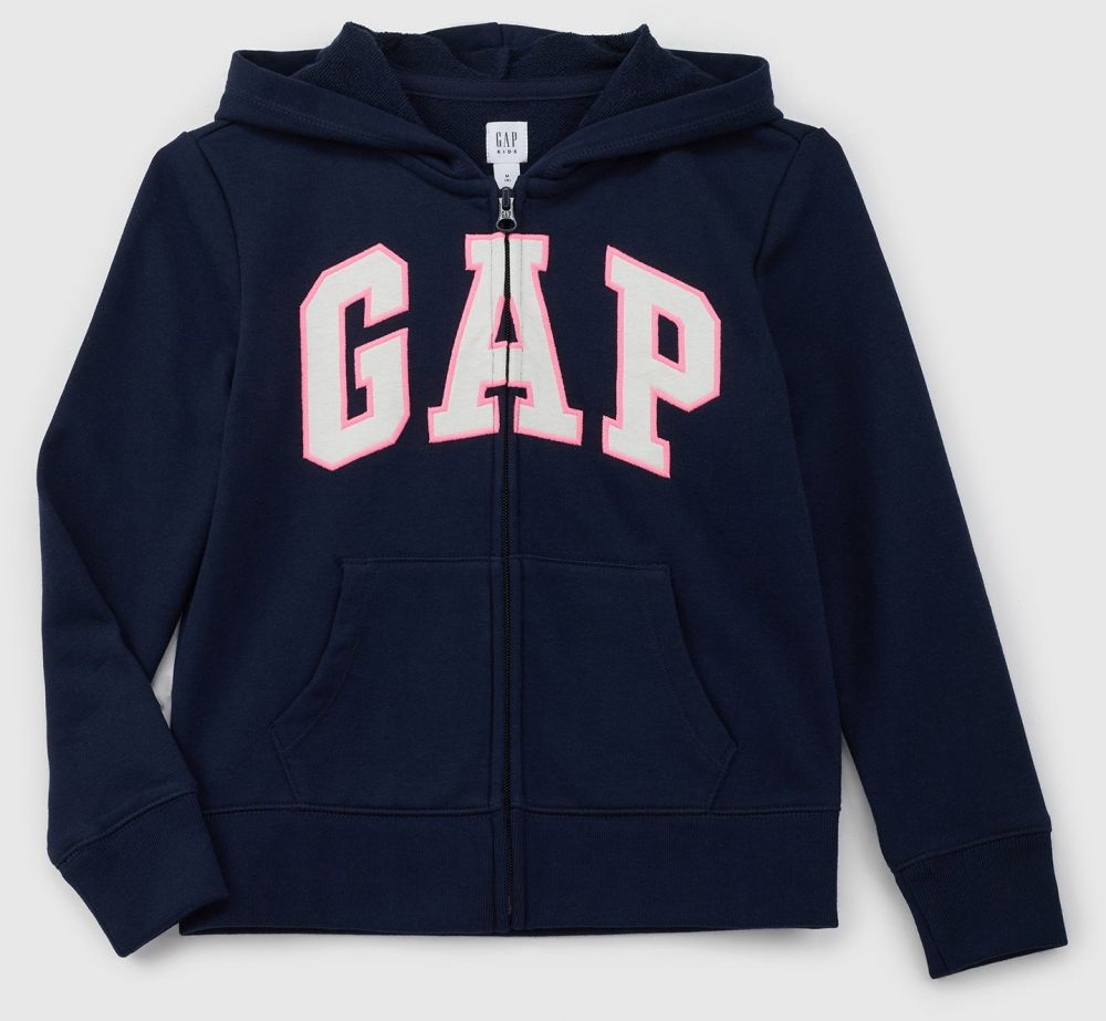 Čierna dievčenská mikina na zips s kapucňou GAP