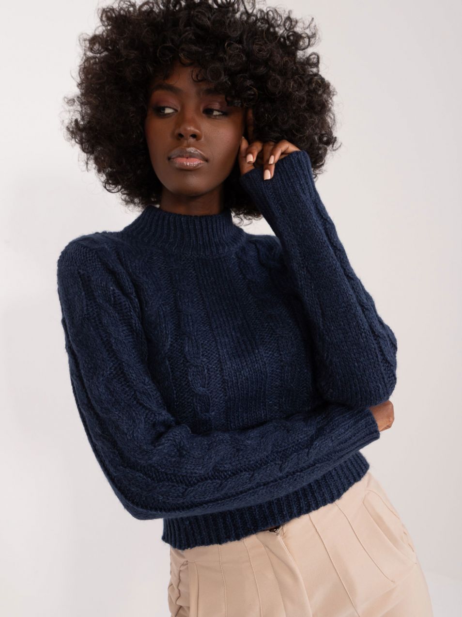 Navy blue cable knitted sweater from MAYFLIES