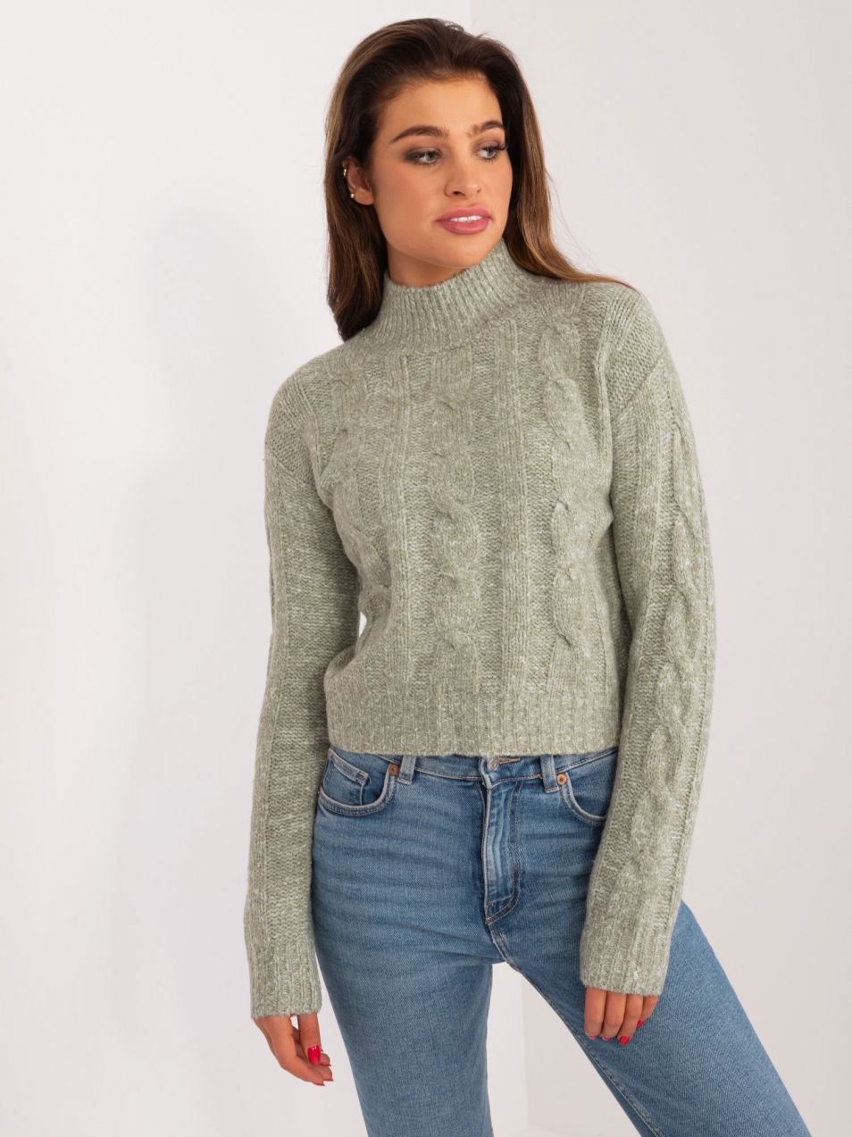 Women's pistachio sweater MAYFLIES with long sleeves