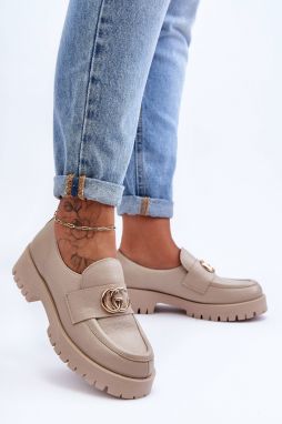 Women's Leather Shoes with Ornament Beige Rosefalls