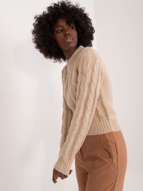Beige short sweater with cables from MAYFLIES