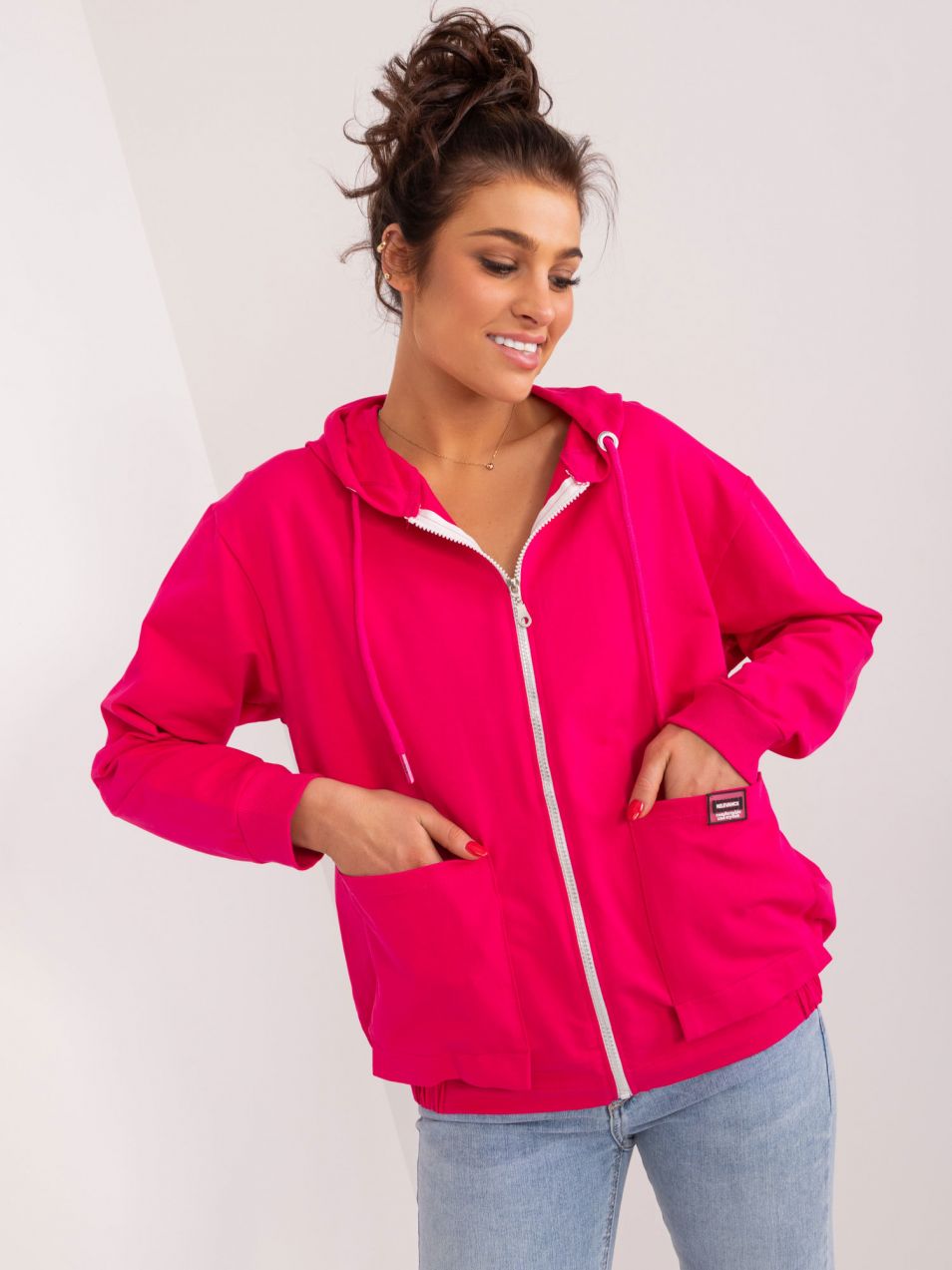 Fuchsia zip-up hoodie