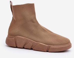 Women's sports shoes with sock Beige Zirila