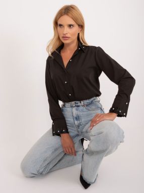 Black women's shirt with decorative buttons