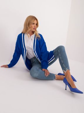 Women's cobalt blue cardigan with wool