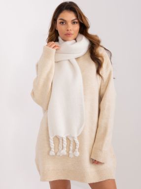 Ecru long scarf with fringe