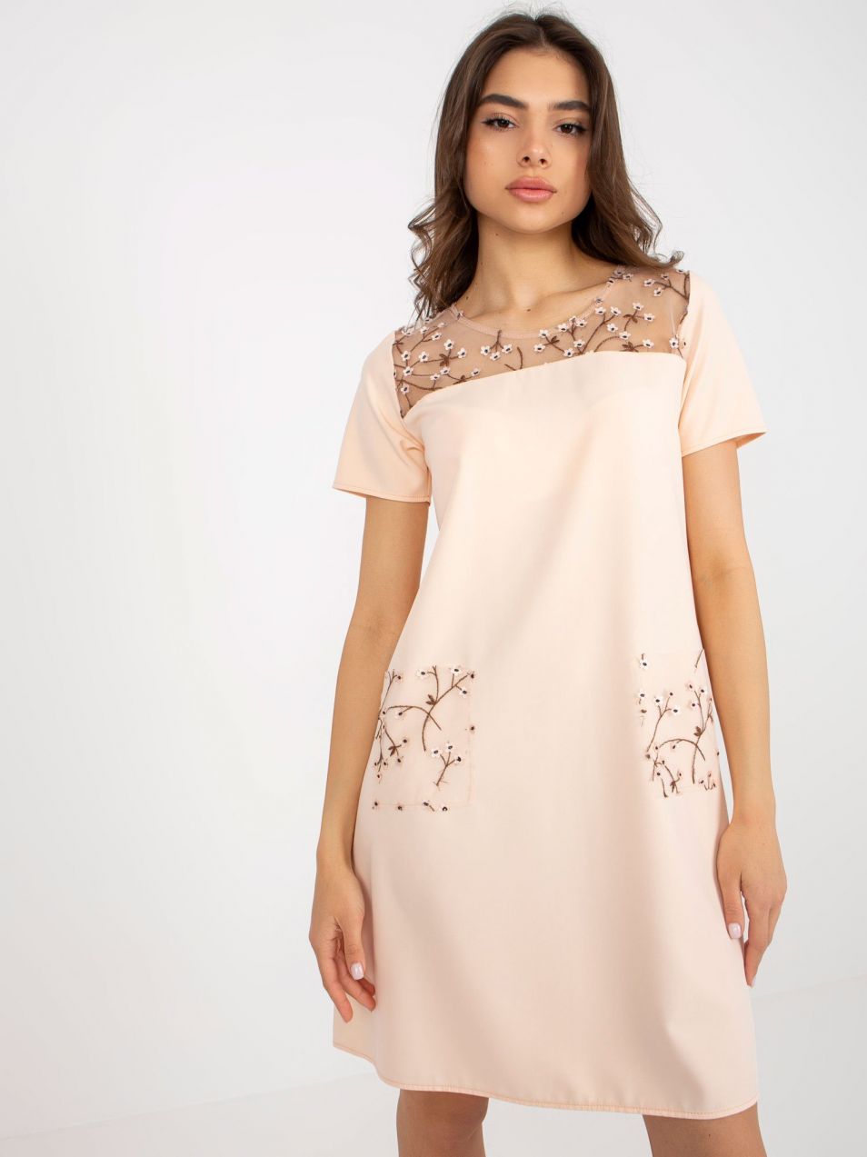 Light peach loose cocktail dress
