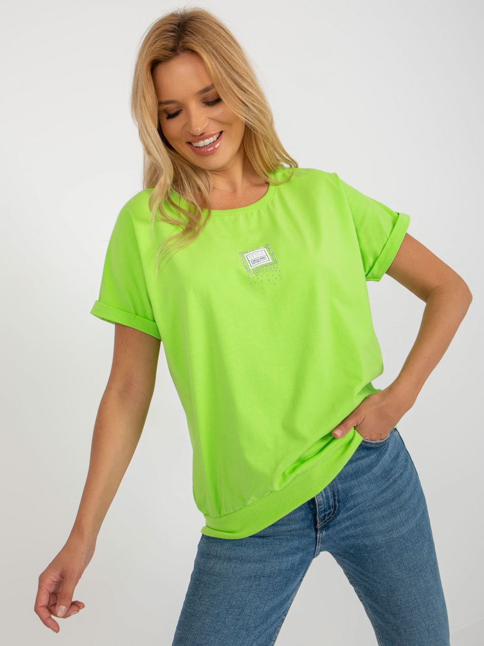 Lime Women's Blouse for Everyday Wear with Application