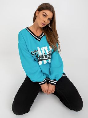 Blue sweatshirt with print without hood
