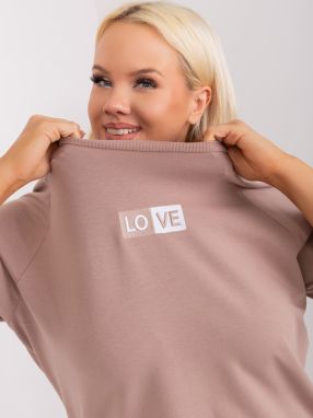 Dark beige plus size blouse with inscription