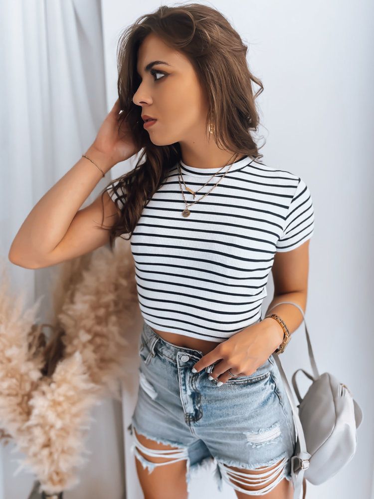 Women's striped t-shirt LUNA ROSE white Dstreet
